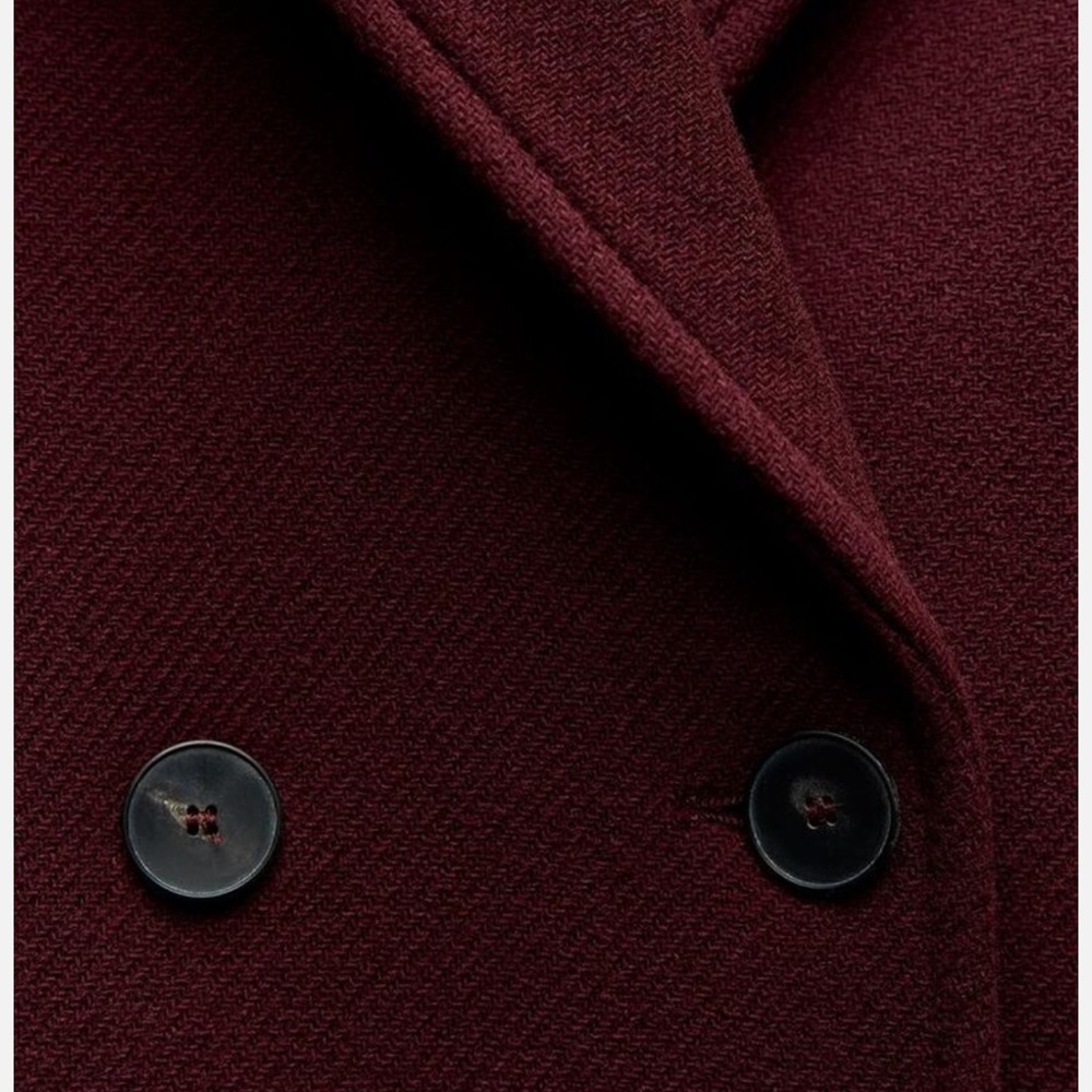 Zara Burgundy Double-Breasted Trench Coat - Picture 6 of 13